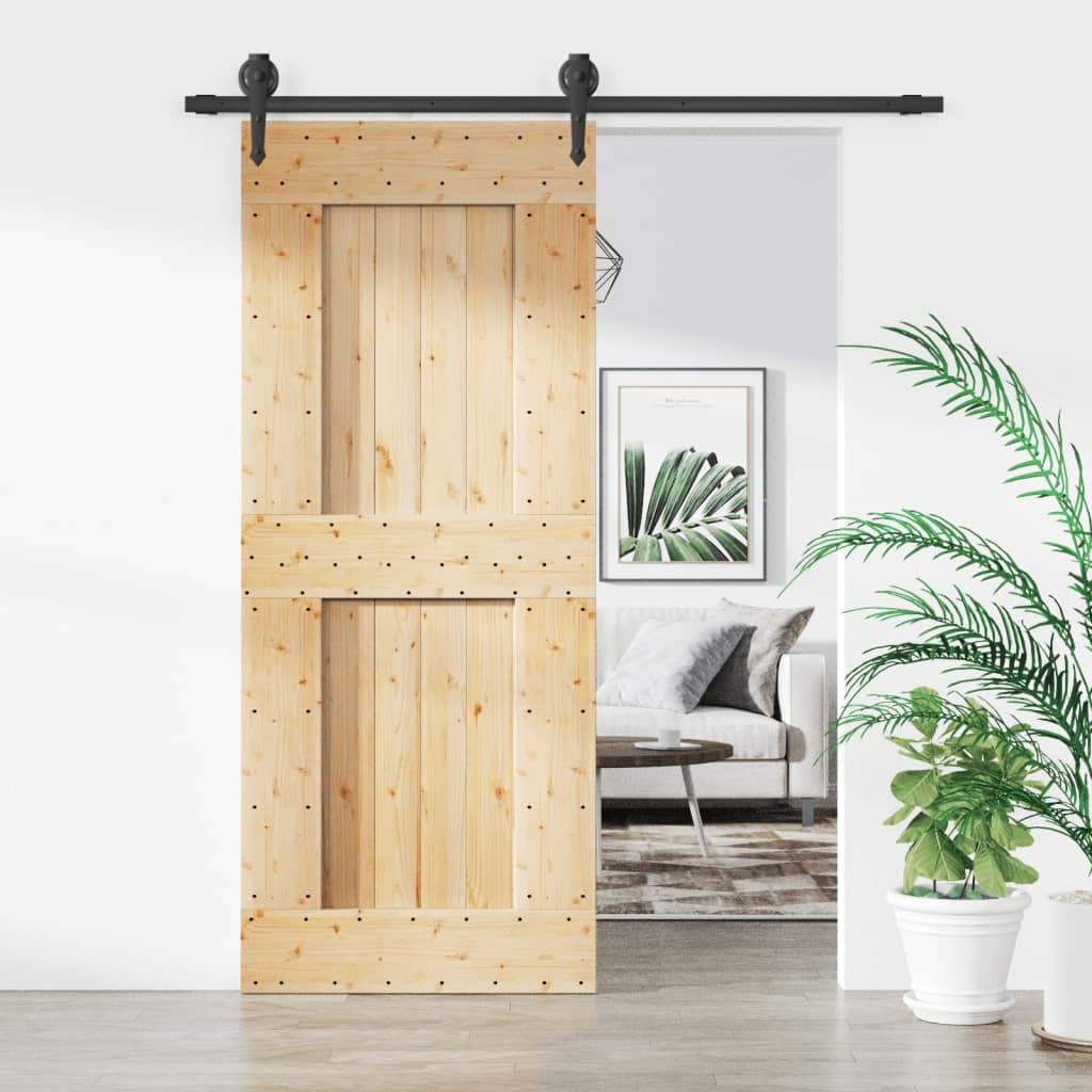 vidaXL Ușă glisantă cu set de feronerie 85x210 cm, lemn masiv de pin vidaXL Ușă glisantă cu set de feronerie 85x210 cm, lemn masiv de pin