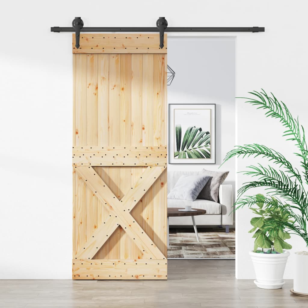 vidaXL Ușă glisantă cu set de feronerie 80x210 cm, lemn masiv de pin vidaXL Ușă glisantă cu set de feronerie 80x210 cm, lemn masiv de pin
