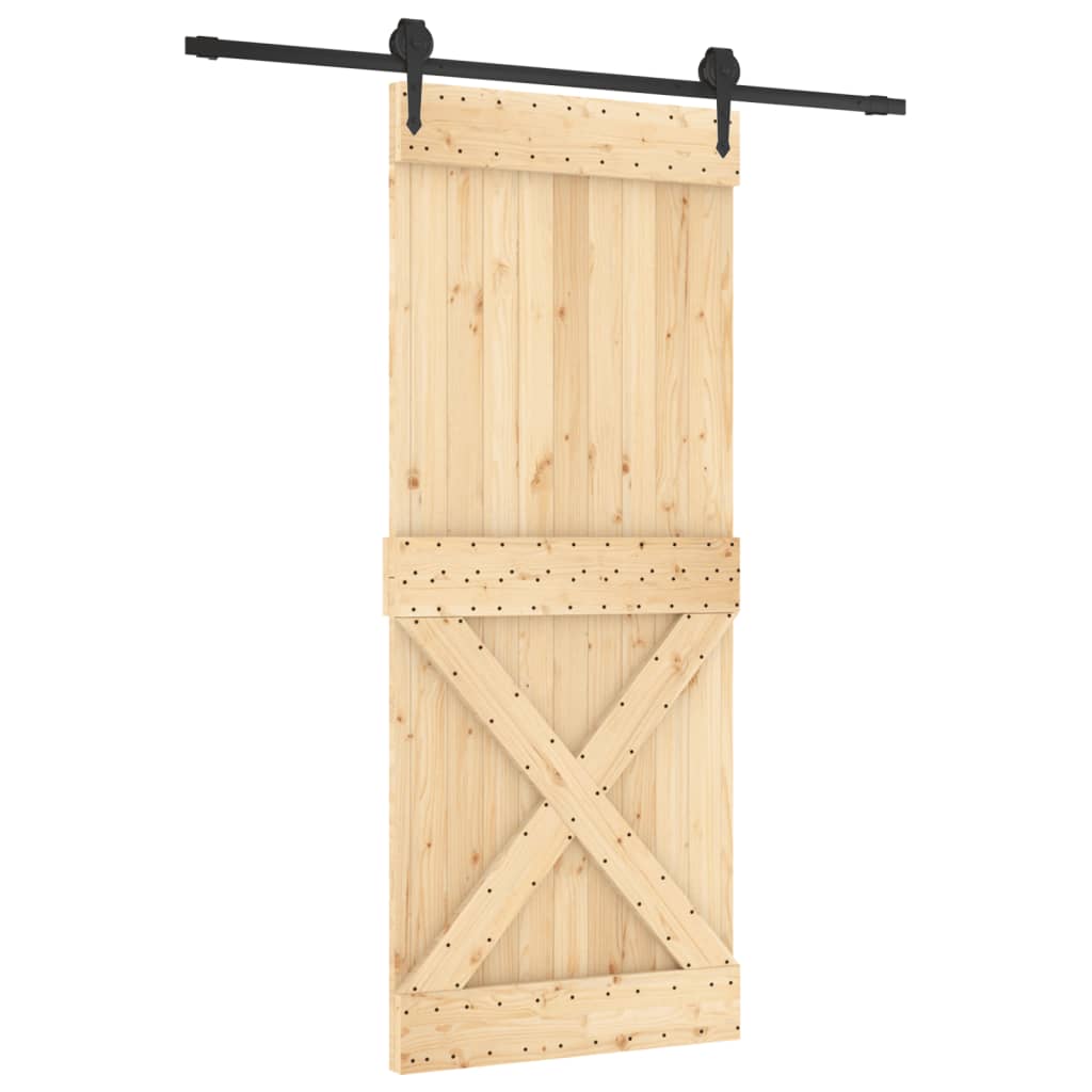 vidaXL Ușă glisantă cu set de feronerie 85x210 cm, lemn masiv de pin vidaXL Ușă glisantă cu set de feronerie 85x210 cm, lemn masiv de pin