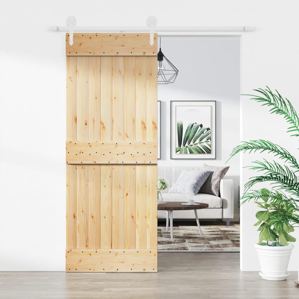 vidaXL Ușă glisantă cu set de feronerie 80x210 cm, lemn masiv de pin vidaXL Ușă glisantă cu set de feronerie 80x210 cm, lemn masiv de pin