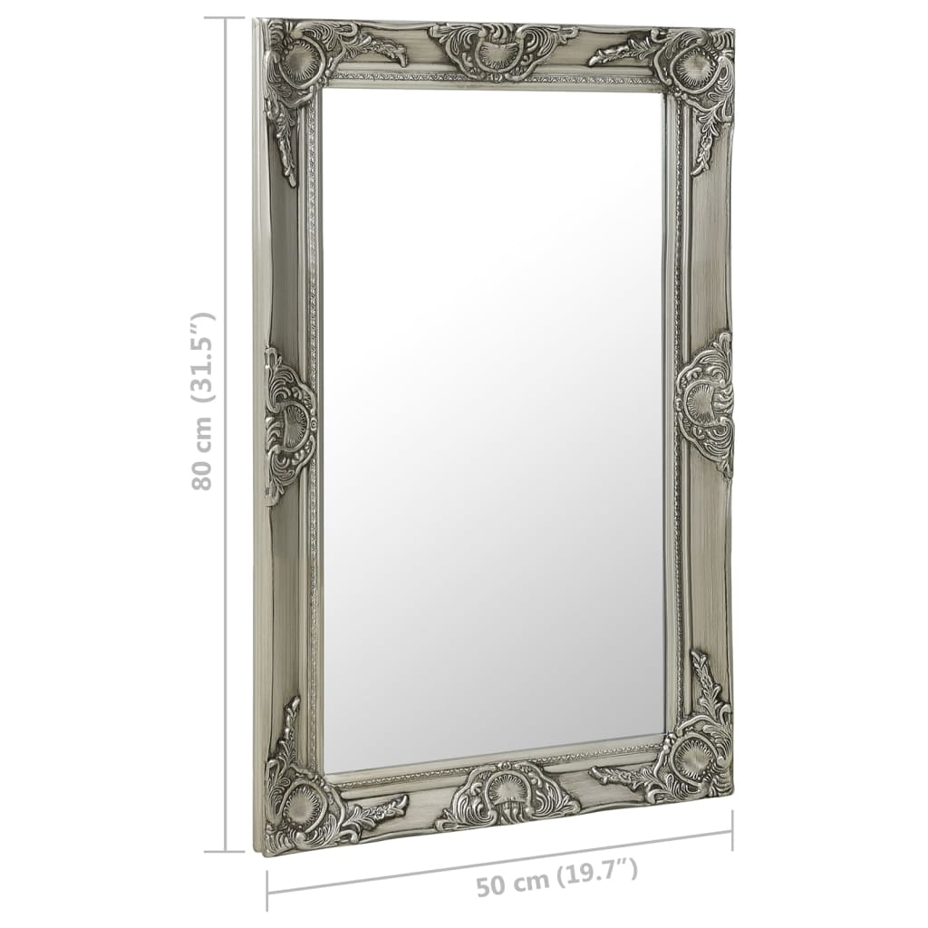 vidaXL Oglindă de perete în stil baroc, argintiu, 50 x 80 cm vidaXL Oglindă de perete în stil baroc, argintiu, 50 x 80 cm