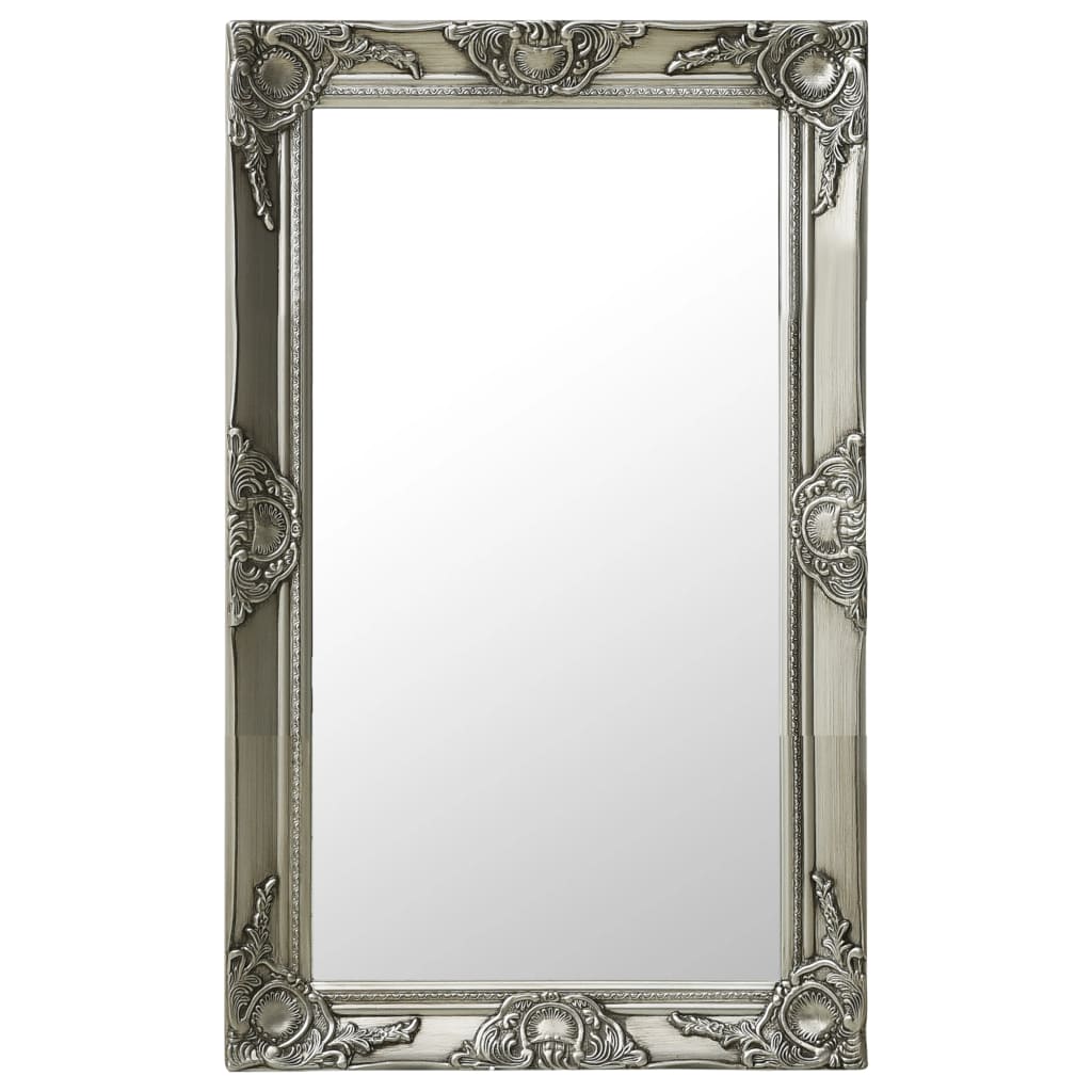 vidaXL Oglindă de perete în stil baroc, argintiu, 50 x 80 cm vidaXL Oglindă de perete în stil baroc, argintiu, 50 x 80 cm