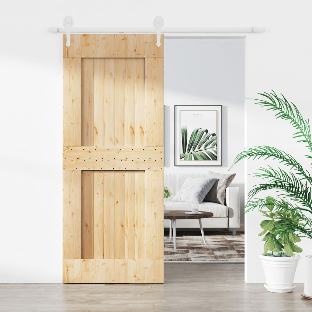 vidaXL Ușă glisantă cu set de feronerie 85x210 cm, lemn masiv de pin vidaXL Ușă glisantă cu set de feronerie 85x210 cm, lemn masiv de pin