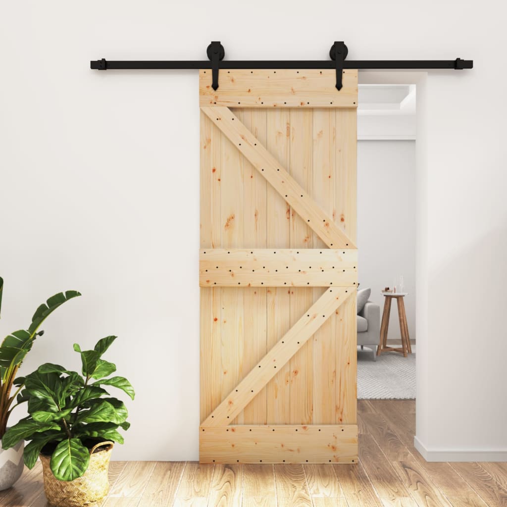 vidaXL Ușă glisantă cu set de feronerie 85x210 cm, lemn masiv de pin vidaXL Ușă glisantă cu set de feronerie 85x210 cm, lemn masiv de pin