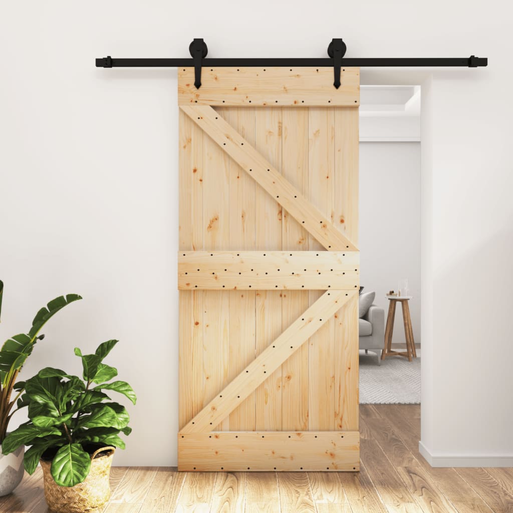 vidaXL Ușă glisantă cu set de feronerie 95x210 cm, lemn masiv de pin vidaXL Ușă glisantă cu set de feronerie 95x210 cm, lemn masiv de pin