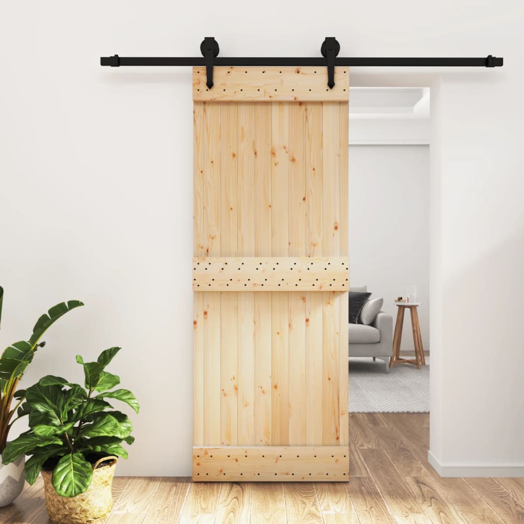 vidaXL Ușă glisantă cu set de feronerie 80x210 cm, lemn masiv de pin vidaXL Ușă glisantă cu set de feronerie 80x210 cm, lemn masiv de pin