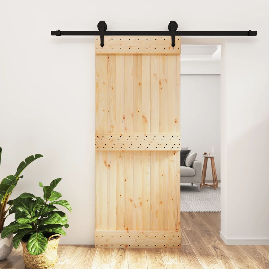 vidaXL Ușă glisantă cu set de feronerie 85x210 cm, lemn masiv de pin vidaXL Ușă glisantă cu set de feronerie 85x210 cm, lemn masiv de pin