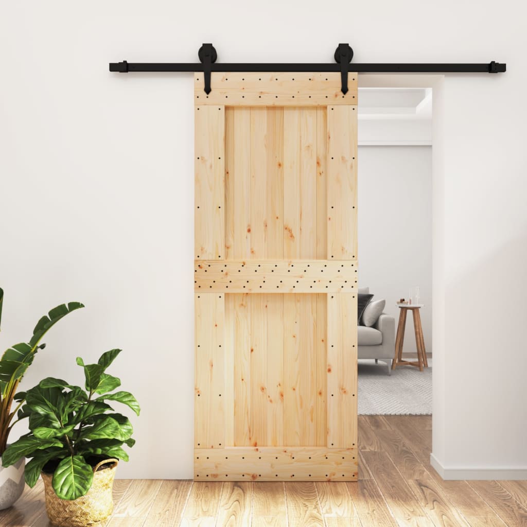 vidaXL Ușă glisantă cu set de feronerie 85x210 cm, lemn masiv de pin vidaXL Ușă glisantă cu set de feronerie 85x210 cm, lemn masiv de pin