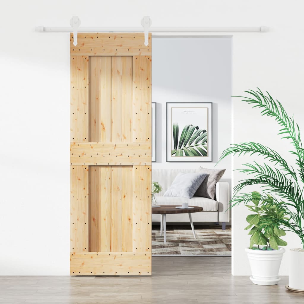 vidaXL Ușă glisantă cu set de feronerie 70x210 cm, lemn masiv de pin vidaXL Ușă glisantă cu set de feronerie 70x210 cm, lemn masiv de pin