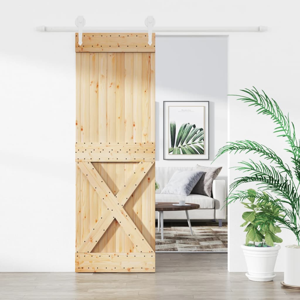 vidaXL Ușă glisantă cu set de feronerie 70x210 cm, lemn masiv de pin vidaXL Ușă glisantă cu set de feronerie 70x210 cm, lemn masiv de pin