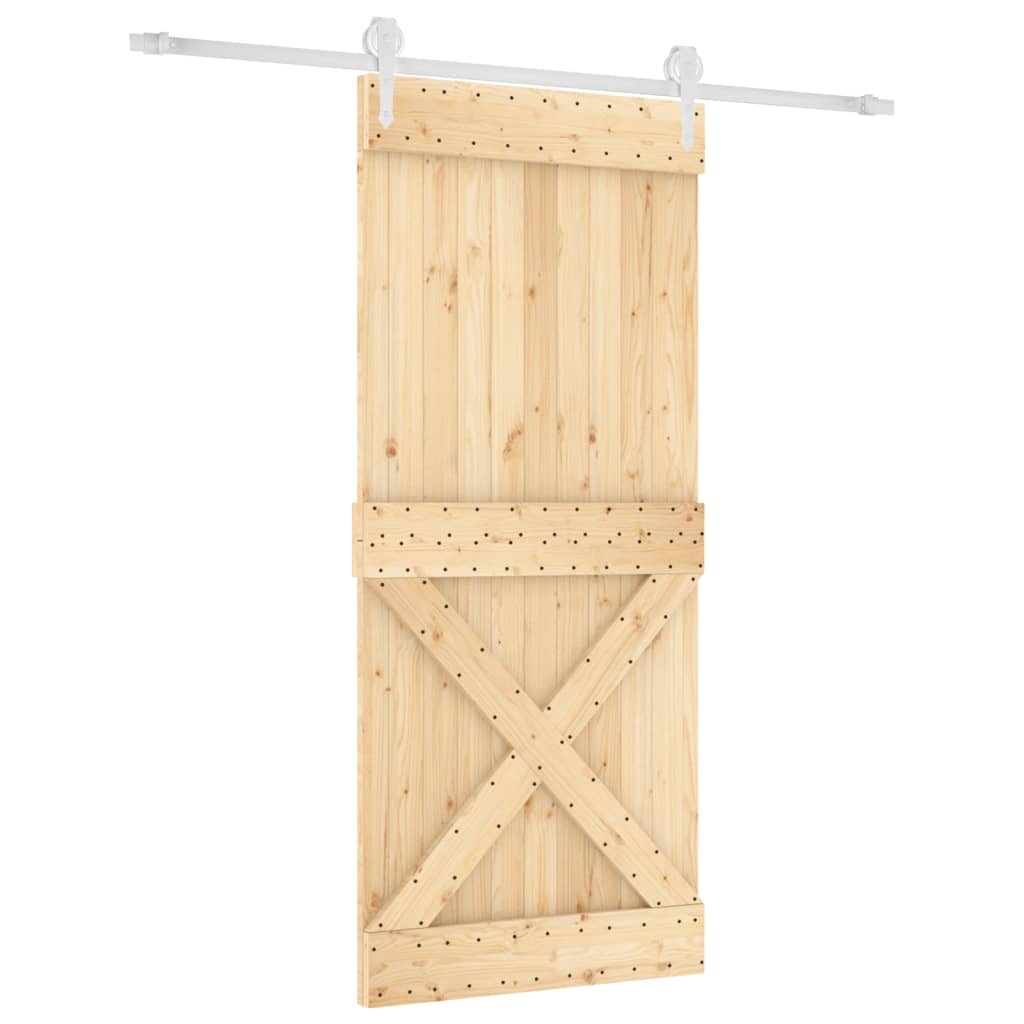 vidaXL Ușă glisantă cu set feronerie, 90x210 cm, lemn masiv de pin vidaXL Ușă glisantă cu set feronerie, 90x210 cm, lemn masiv de pin