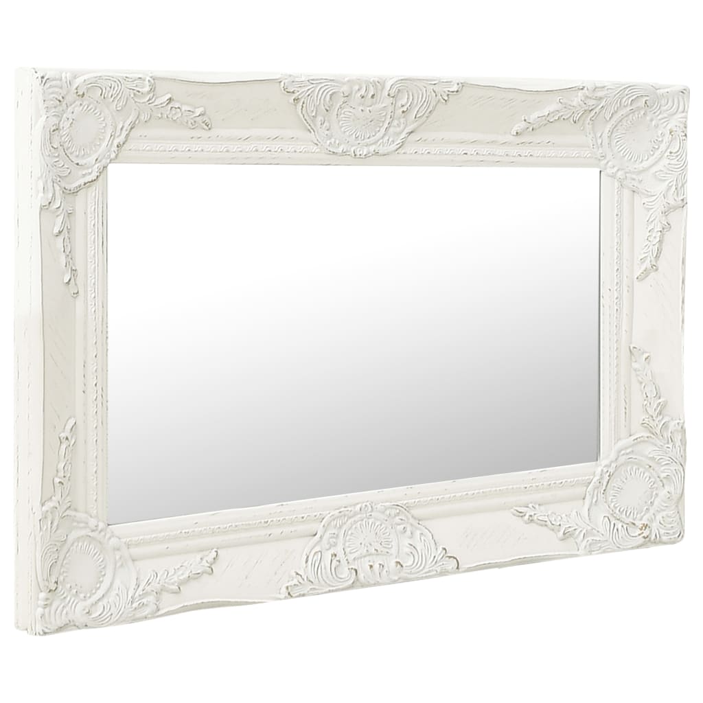 vidaXL Oglindă de perete în stil baroc, alb, 60 x 40 cm vidaXL Oglindă de perete în stil baroc, alb, 60 x 40 cm