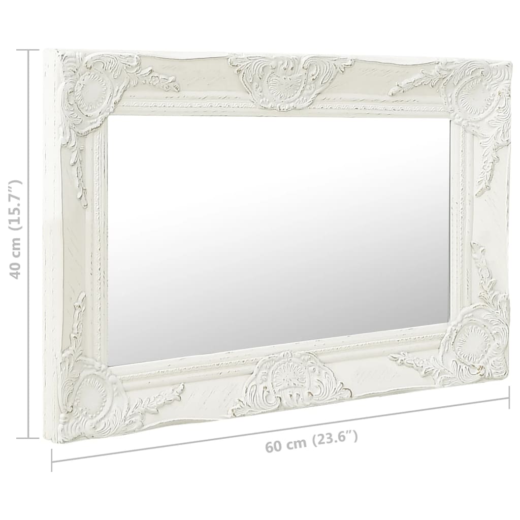 vidaXL Oglindă de perete în stil baroc, alb, 60 x 40 cm vidaXL Oglindă de perete în stil baroc, alb, 60 x 40 cm