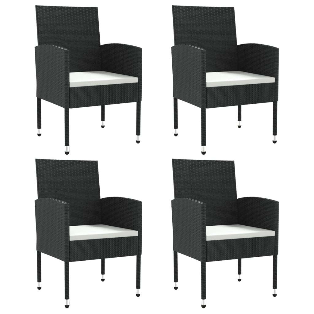 vidaXL Set mobilier de grădină, 5 piese, negru, poliratan și oțel