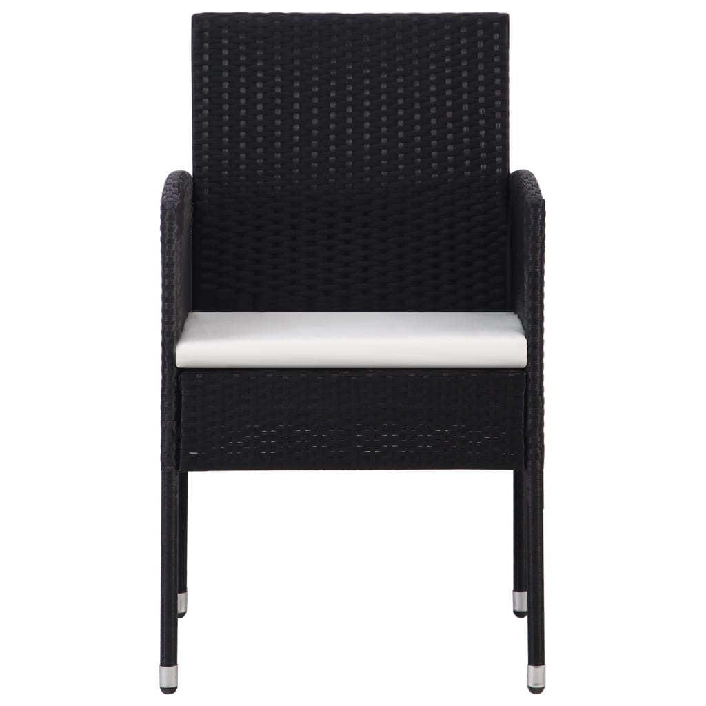 vidaXL Set mobilier de grădină, 5 piese, negru, poliratan și oțel