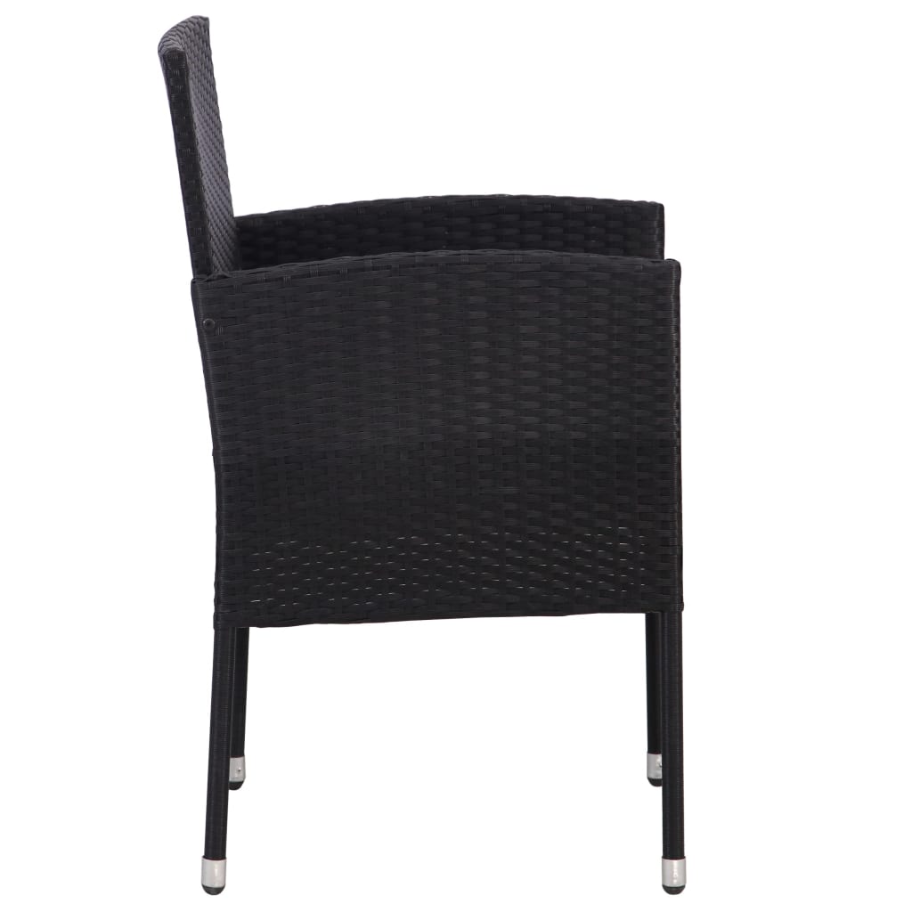 vidaXL Set mobilier de grădină, 5 piese, negru, poliratan și oțel
