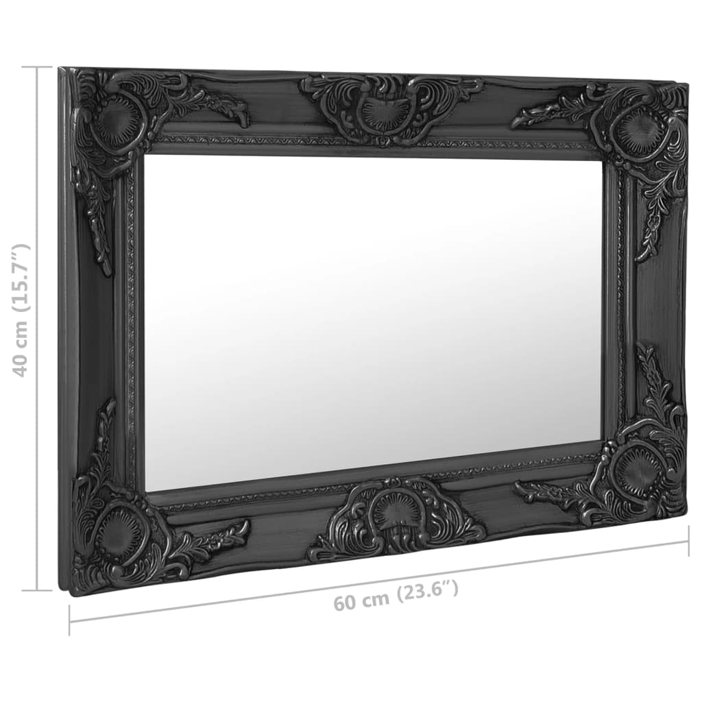 vidaXL Oglindă de perete în stil baroc, negru, 60 x 40 cm vidaXL Oglindă de perete în stil baroc, negru, 60 x 40 cm