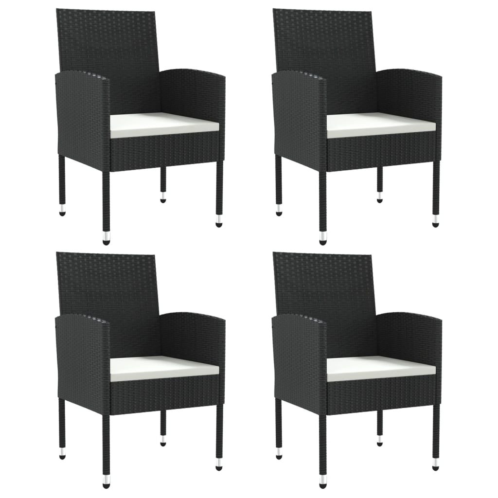 vidaXL Set mobilier de grădină, 5 piese, negru, poliratan și oțel