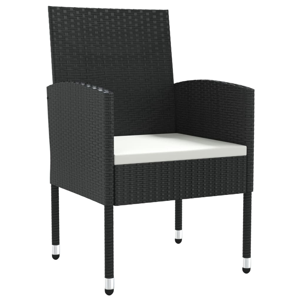vidaXL Set mobilier de grădină, 5 piese, negru, poliratan și oțel