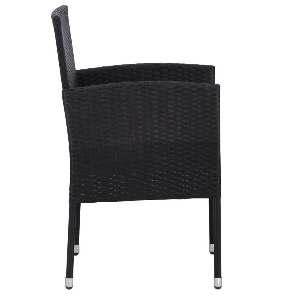 vidaXL Set mobilier de grădină, 5 piese, negru, poliratan și oțel