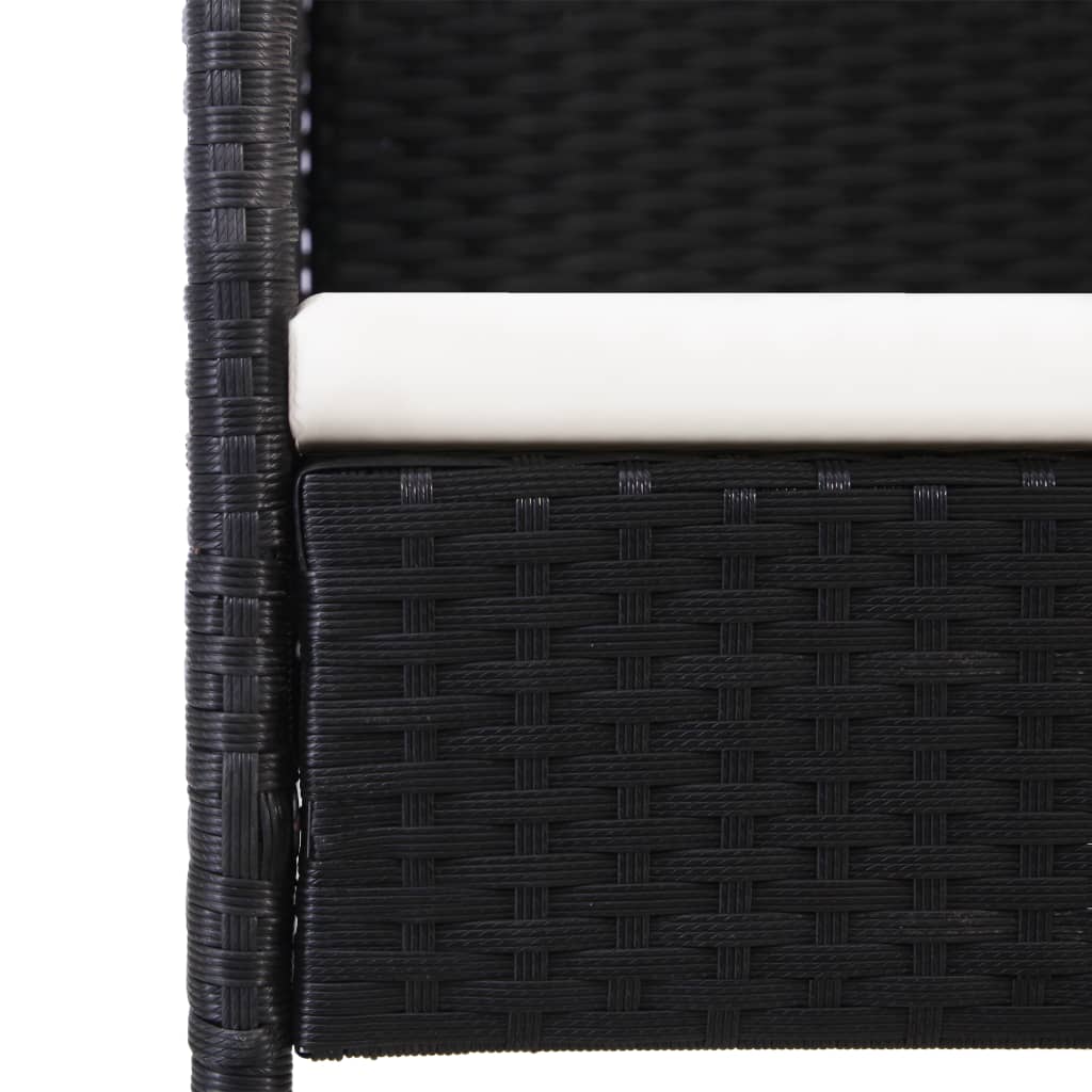 vidaXL Set mobilier de grădină, 5 piese, negru, poliratan și oțel