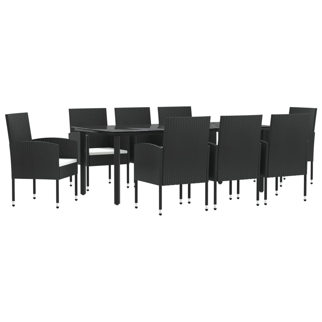 vidaXL Set mobilier de grădină, 9 piese, negru, poliratan și oțel vidaXL Set mobilier de grădină, 9 piese, negru, poliratan și oțel