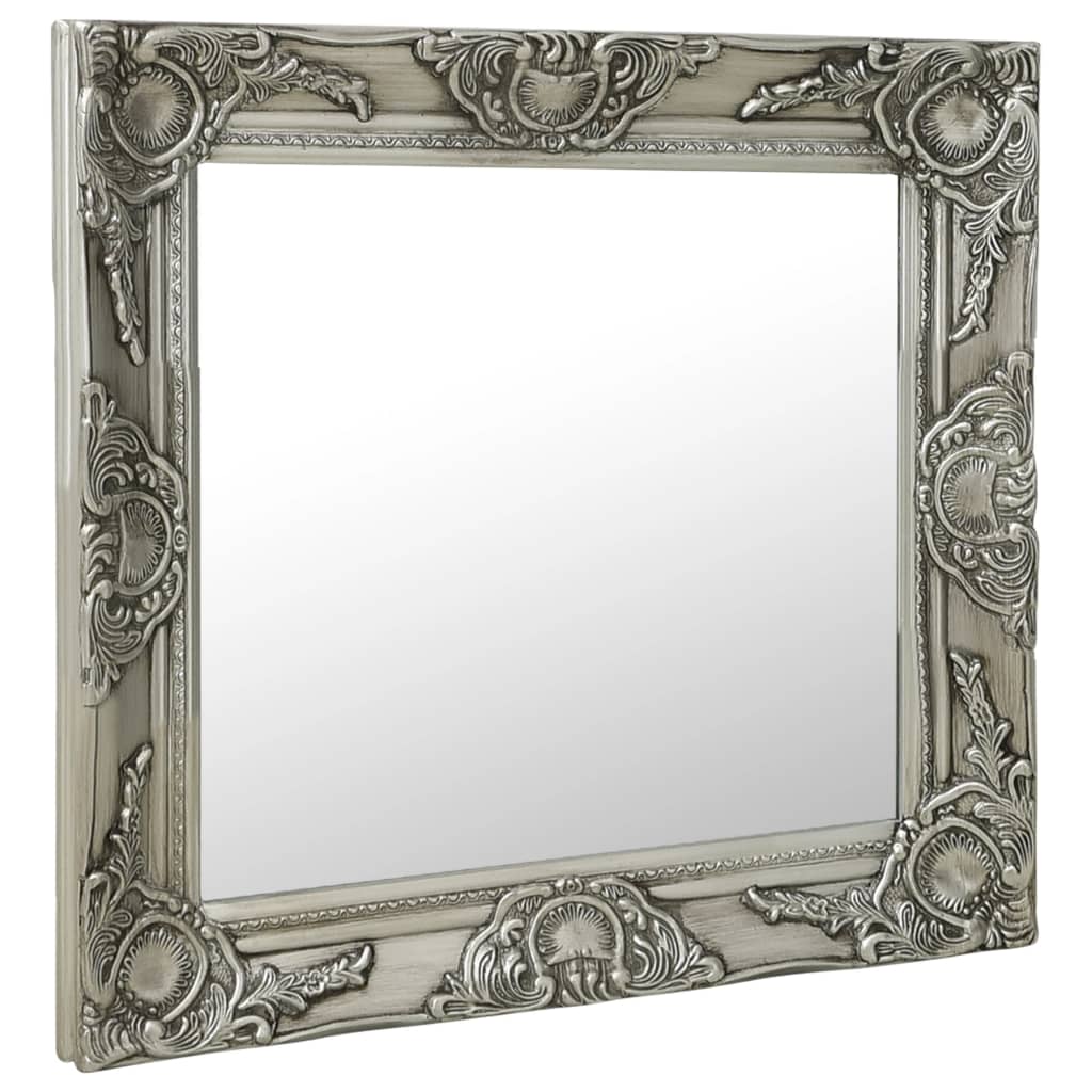 vidaXL Oglindă de perete în stil baroc, argintiu, 60 x 60 cm vidaXL Oglindă de perete în stil baroc, argintiu, 60 x 60 cm