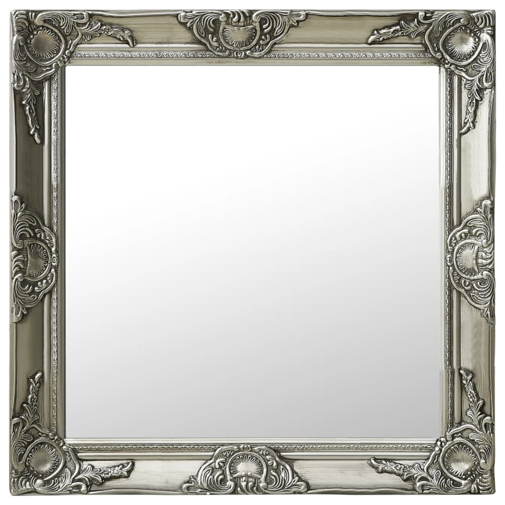 vidaXL Oglindă de perete în stil baroc, argintiu, 60 x 60 cm vidaXL Oglindă de perete în stil baroc, argintiu, 60 x 60 cm