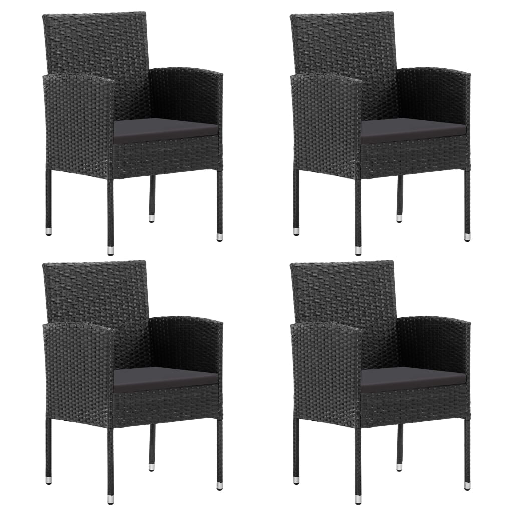 vidaXL Set mobilier de grădină, 5 piese, negru, poliratan și oțel