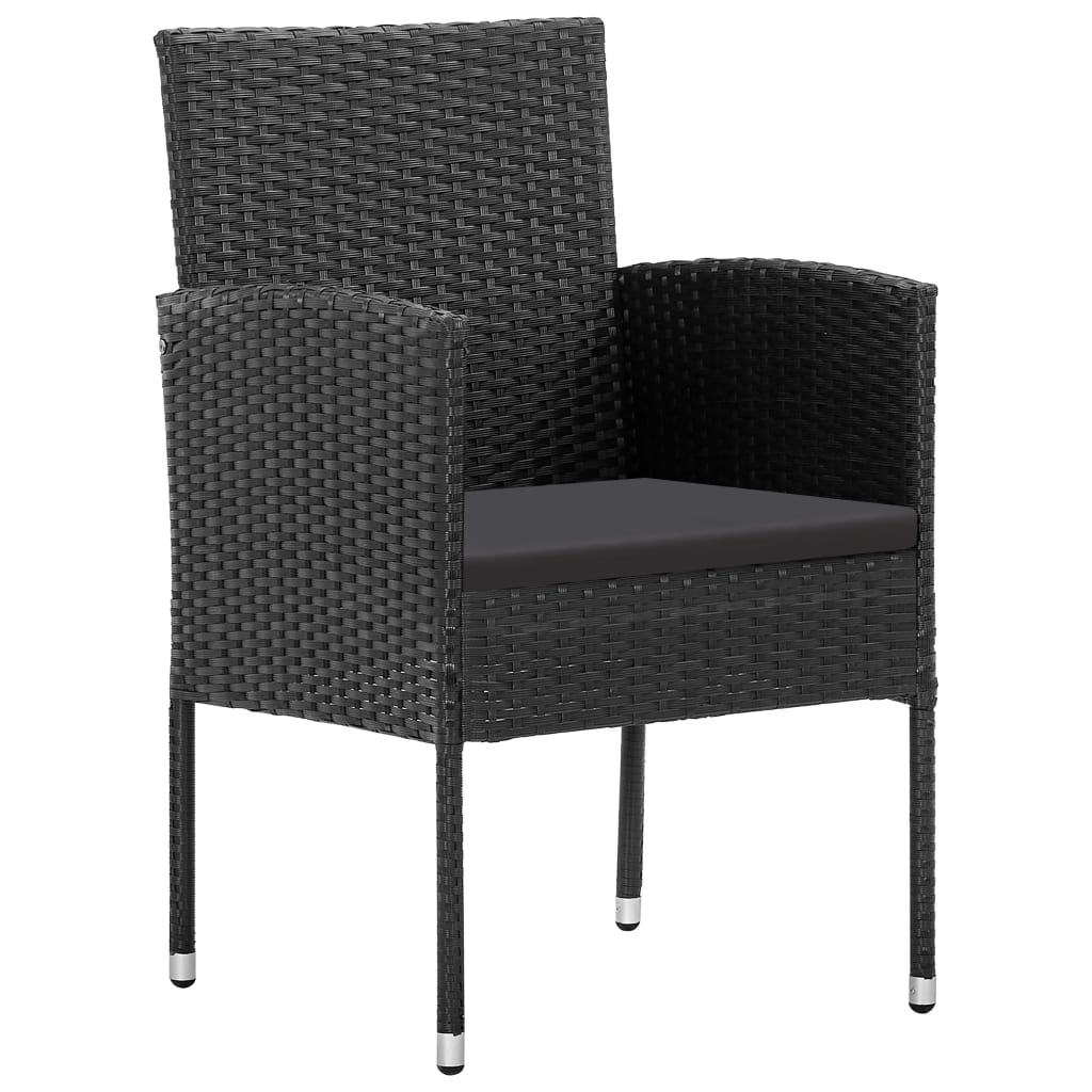 vidaXL Set mobilier de grădină, 5 piese, negru, poliratan și oțel