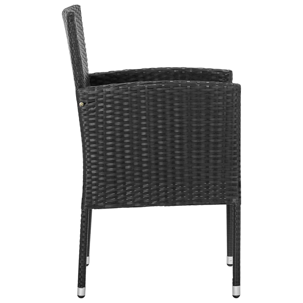 vidaXL Set mobilier de grădină, 5 piese, negru, poliratan și oțel