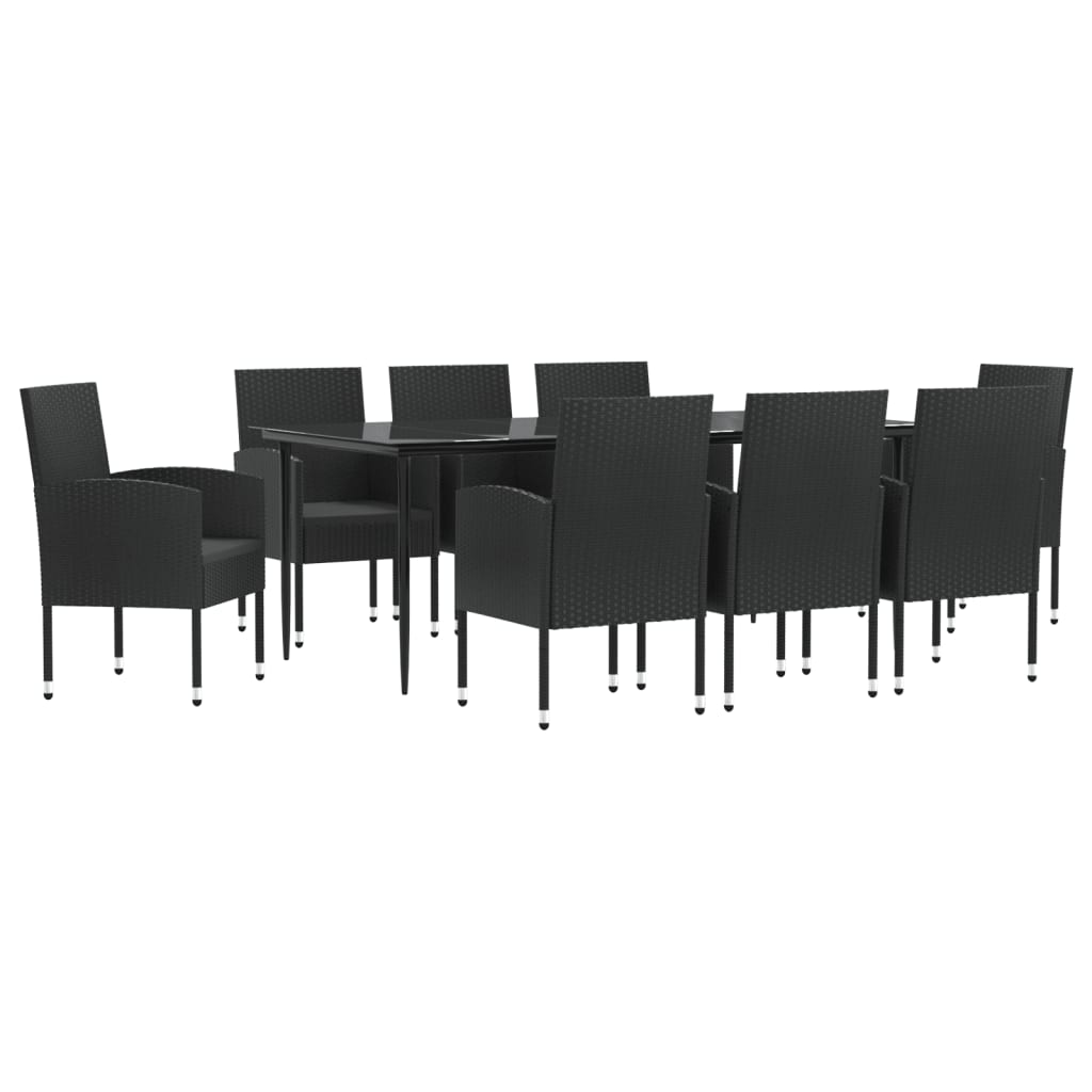 vidaXL Set mobilier de grădină, 9 piese, negru, poliratan și oțel vidaXL Set mobilier de grădină, 9 piese, negru, poliratan și oțel