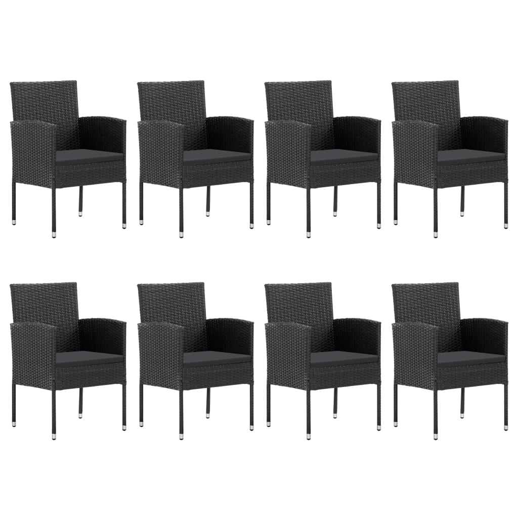 vidaXL Set mobilier de grădină, 9 piese, negru, poliratan și oțel vidaXL Set mobilier de grădină, 9 piese, negru, poliratan și oțel
