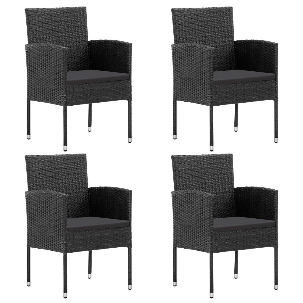vidaXL Set mobilier de grădină, 5 piese, negru, poliratan și oțel