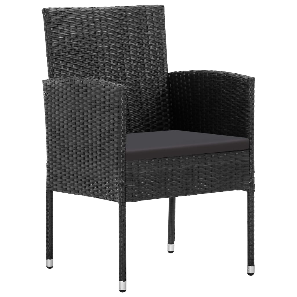 vidaXL Set mobilier de grădină, 5 piese, negru, poliratan și oțel