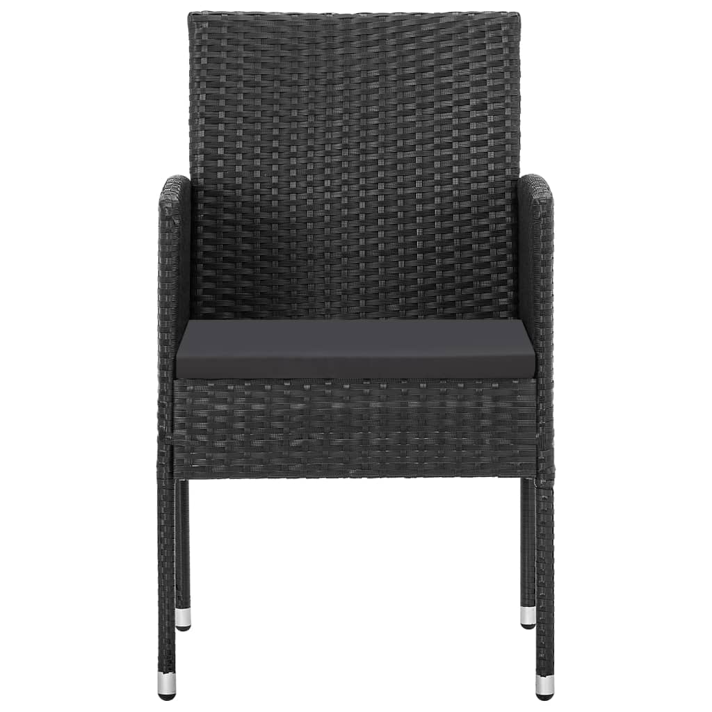 vidaXL Set mobilier de grădină, 5 piese, negru, poliratan și oțel