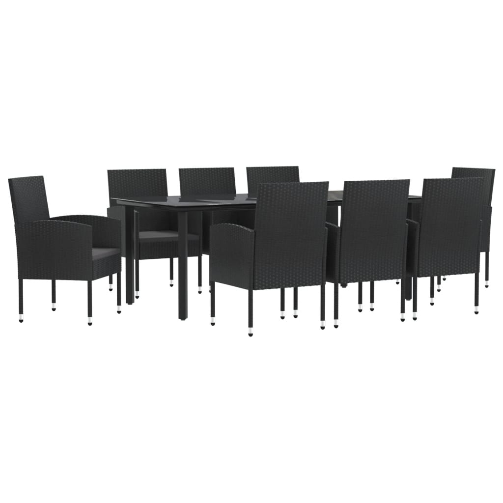 vidaXL Set mobilier de grădină, 9 piese, negru, poliratan și oțel vidaXL Set mobilier de grădină, 9 piese, negru, poliratan și oțel
