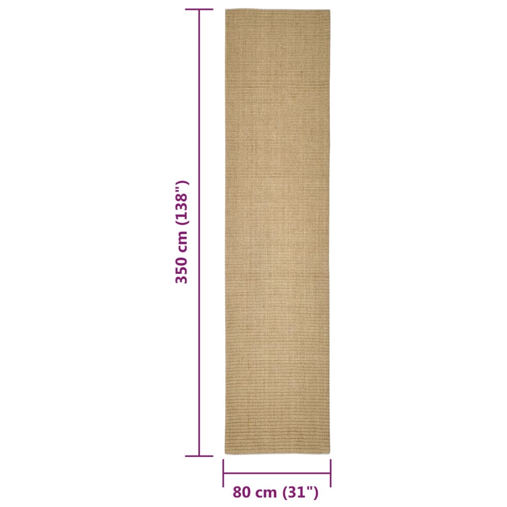 vidaXL Covor din sisal pentru stâlp de zgâriat, 80x350 cm