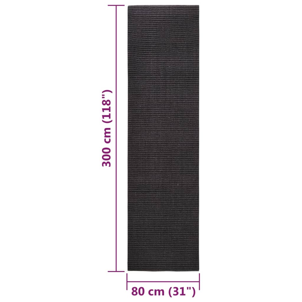 vidaXL Covor din sisal pentru ansamblu de zgâriat, negru, 80x300 cm vidaXL Covor din sisal pentru ansamblu de zgâriat, negru, 80x300 cm