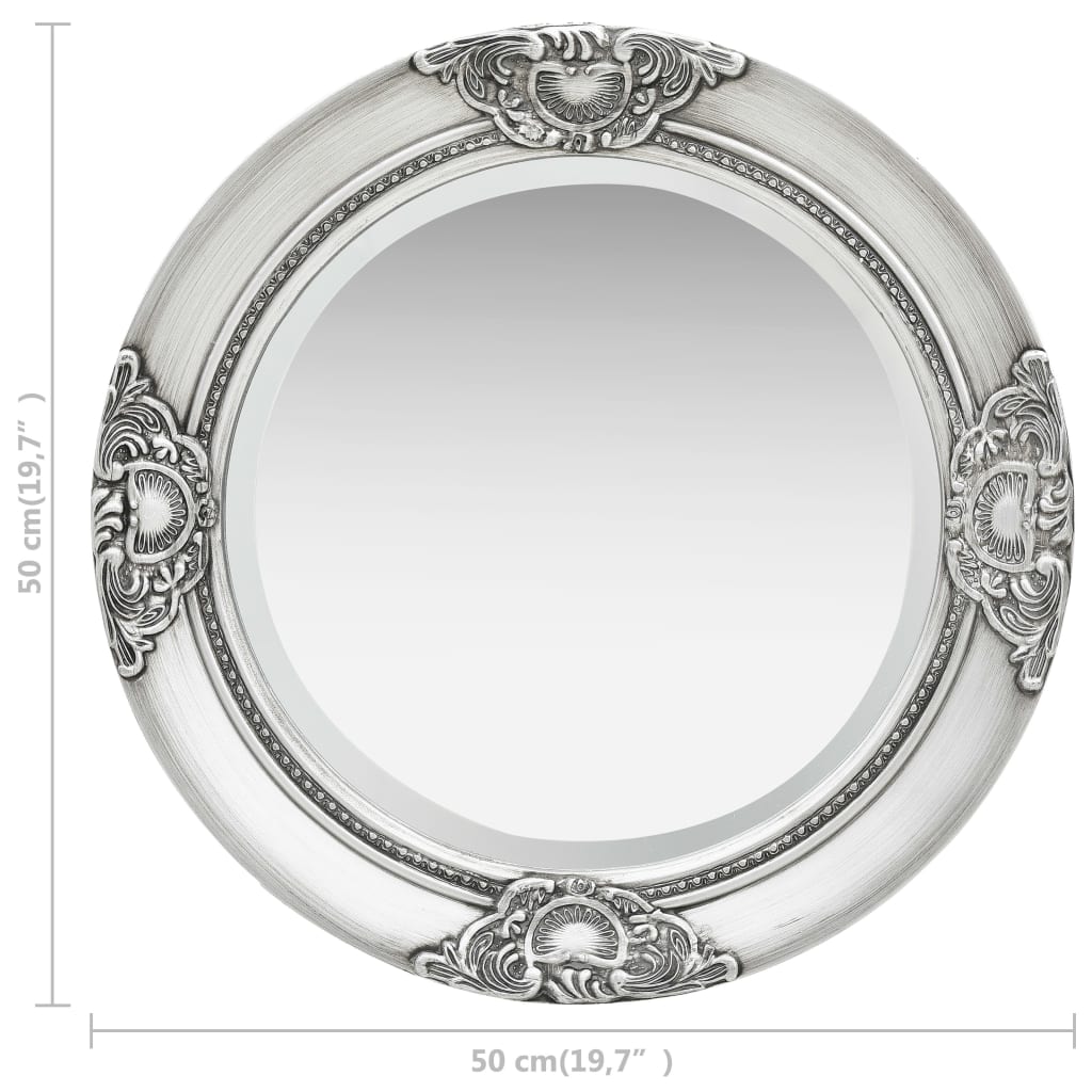 vidaXL Oglindă de perete în stil baroc, argintiu, 50 cm vidaXL Oglindă de perete în stil baroc, argintiu, 50 cm
