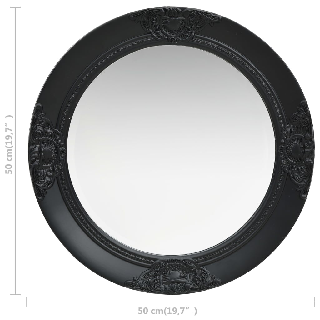 vidaXL Oglindă de perete în stil baroc, negru, 50 cm vidaXL Oglindă de perete în stil baroc, negru, 50 cm