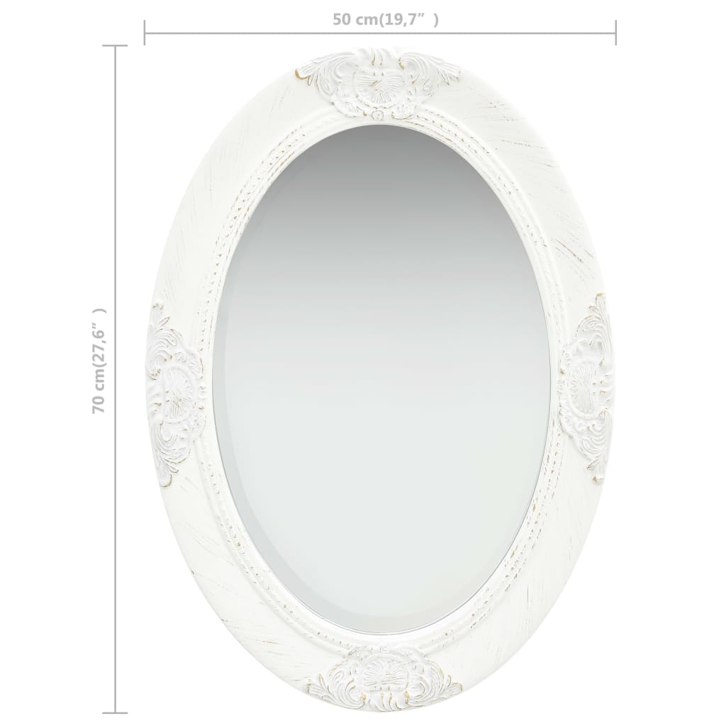 vidaXL Oglindă de perete în stil baroc, alb, 50 x 70 cm vidaXL Oglindă de perete în stil baroc, alb, 50 x 70 cm