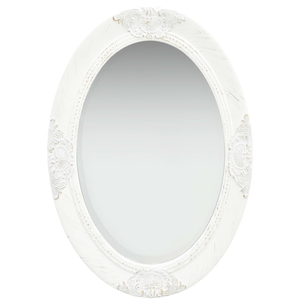 vidaXL Oglindă de perete în stil baroc, alb, 50 x 70 cm vidaXL Oglindă de perete în stil baroc, alb, 50 x 70 cm