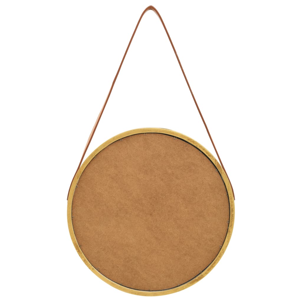 vidaXL Oglindă de perete cu o curea, 40 cm, auriu