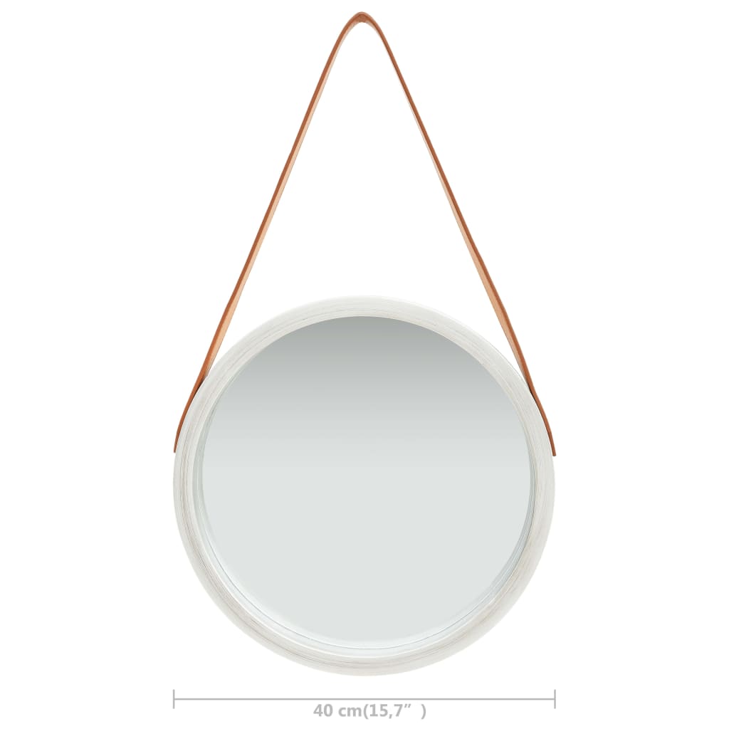 vidaXL Oglindă de perete cu o curea, 40 cm, argintiu vidaXL Oglindă de perete cu o curea, 40 cm, argintiu