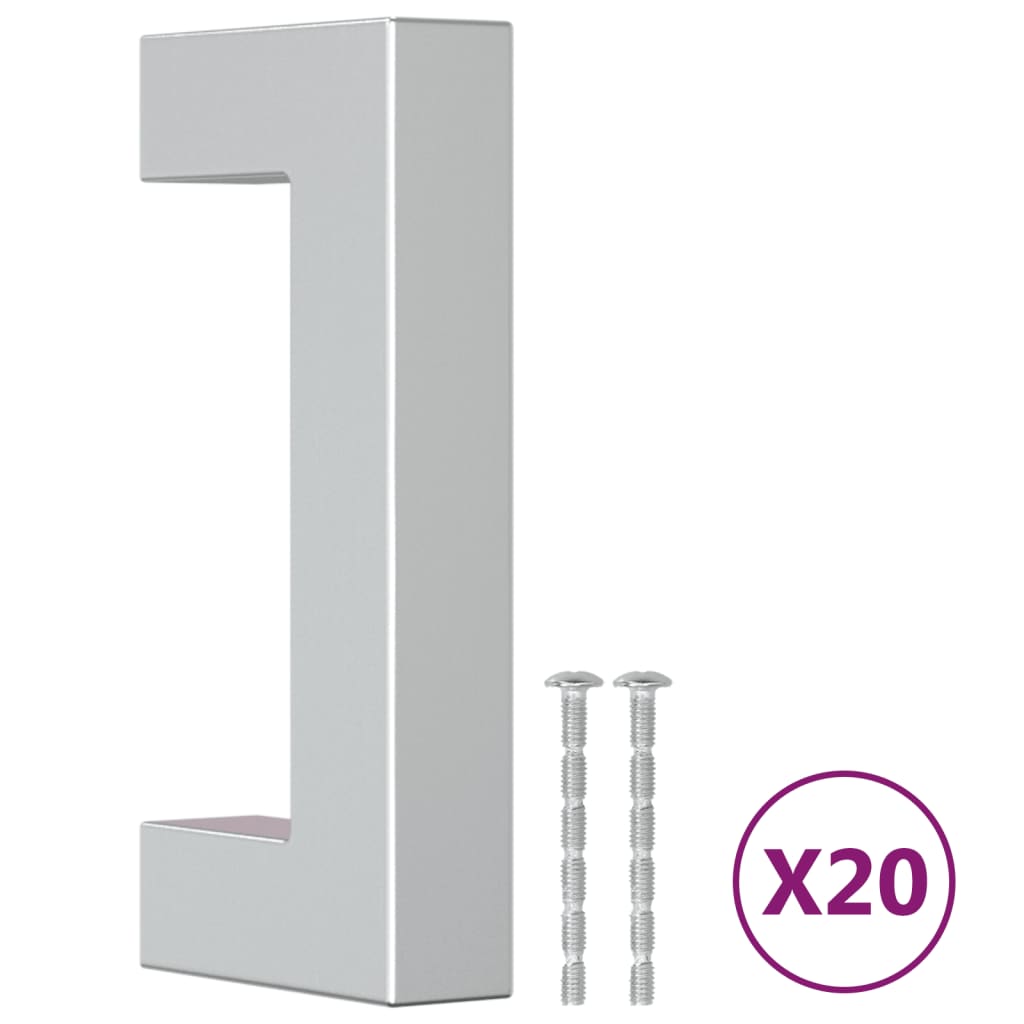 vidaXL Mânere de dulap, 20 buc., argintiu, 64 mm, oțel inoxidabil vidaXL Mânere de dulap, 20 buc., argintiu, 64 mm, oțel inoxidabil