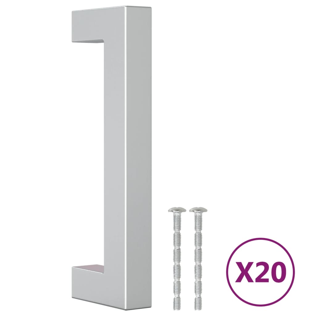 vidaXL Mânere de dulap, 20 buc., argintiu, 96 mm, oțel inoxidabil vidaXL Mânere de dulap, 20 buc., argintiu, 96 mm, oțel inoxidabil