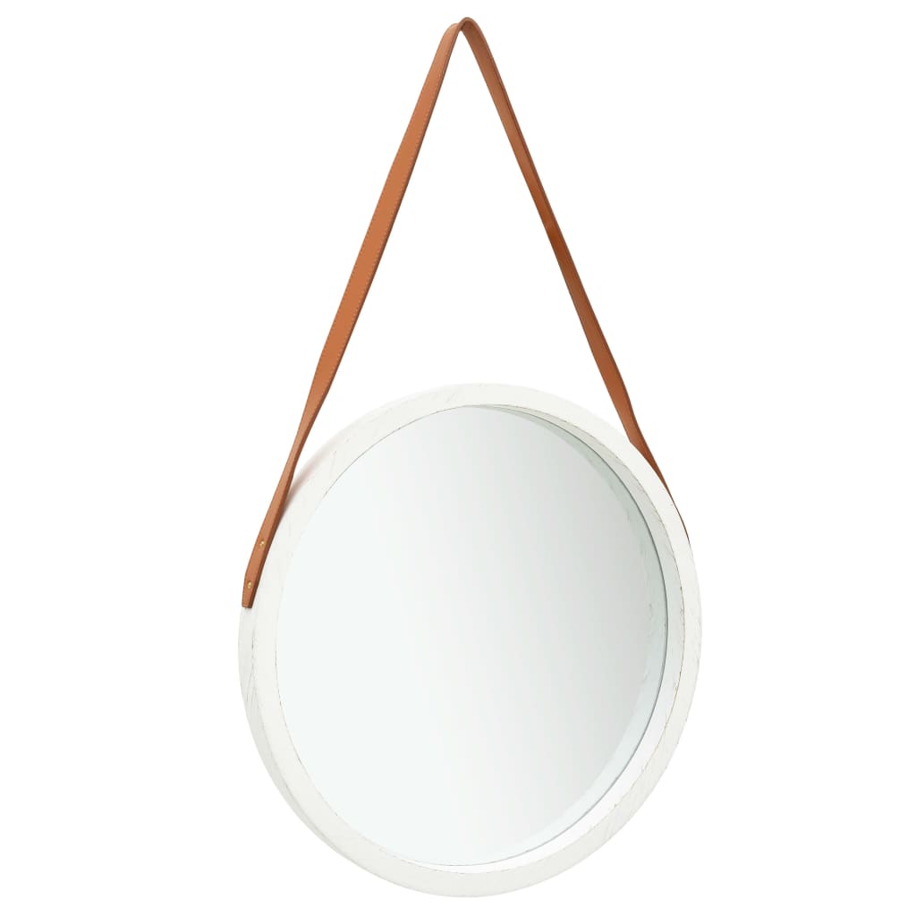 vidaXL Oglindă de perete cu o curea, 50 cm, alb vidaXL Oglindă de perete cu o curea, 50 cm, alb
