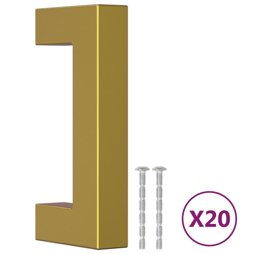 vidaXL Mânere de dulap, 20 buc., auriu, 64 mm, oțel inoxidabil vidaXL Mânere de dulap, 20 buc., auriu, 64 mm, oțel inoxidabil