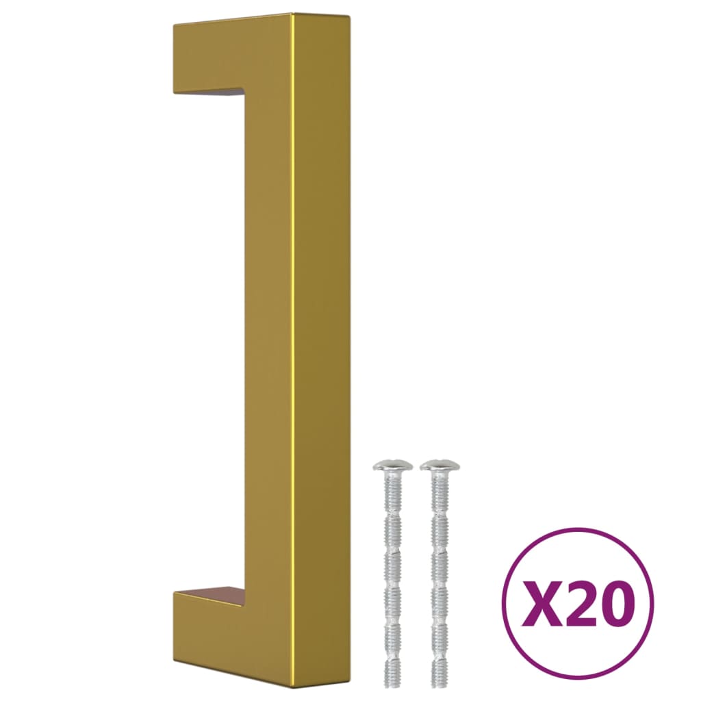 vidaXL Mânere de dulap, 20 buc., auriu, 96 mm, oțel inoxidabil vidaXL Mânere de dulap, 20 buc., auriu, 96 mm, oțel inoxidabil